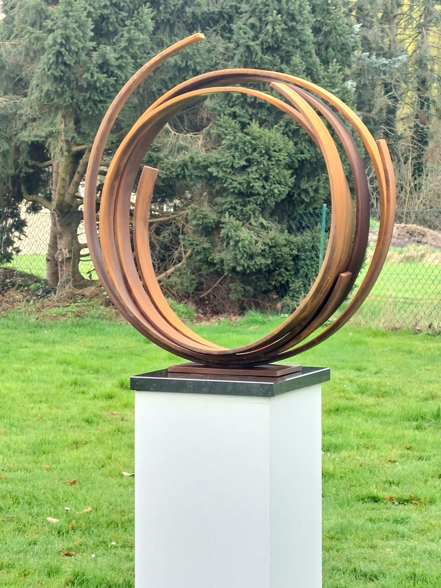 Steel Orbit by Kuno Vollet - Contemporary Rusted sculpture for Outdoors For Sale 10