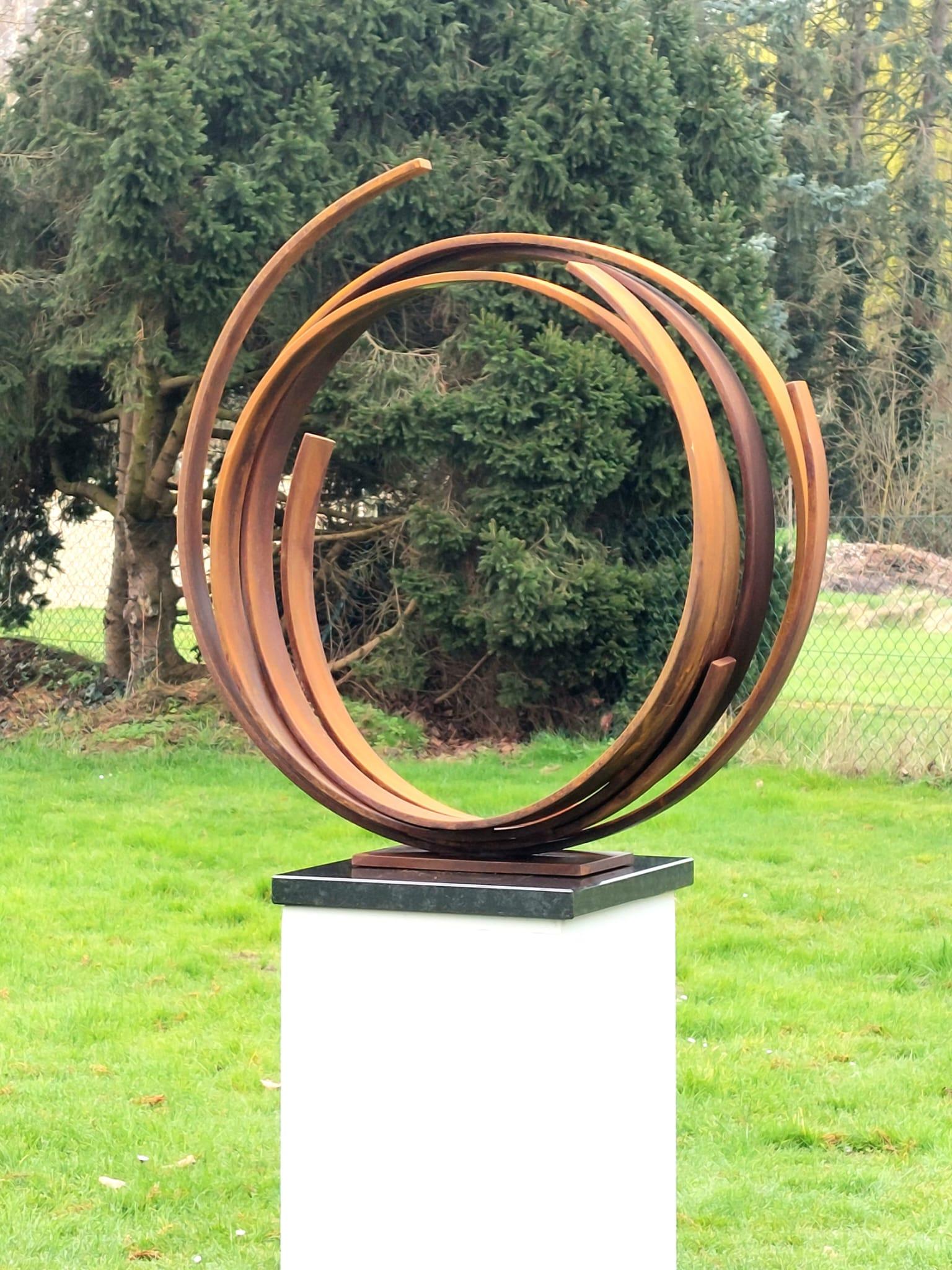 Steel Orbit by Kuno Vollet - Contemporary Rusted sculpture for Outdoors For Sale 13