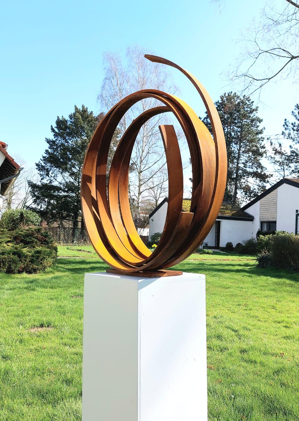 Steel Orbit by Kuno Vollet - Contemporary Rusted sculpture for Outdoors For Sale 2