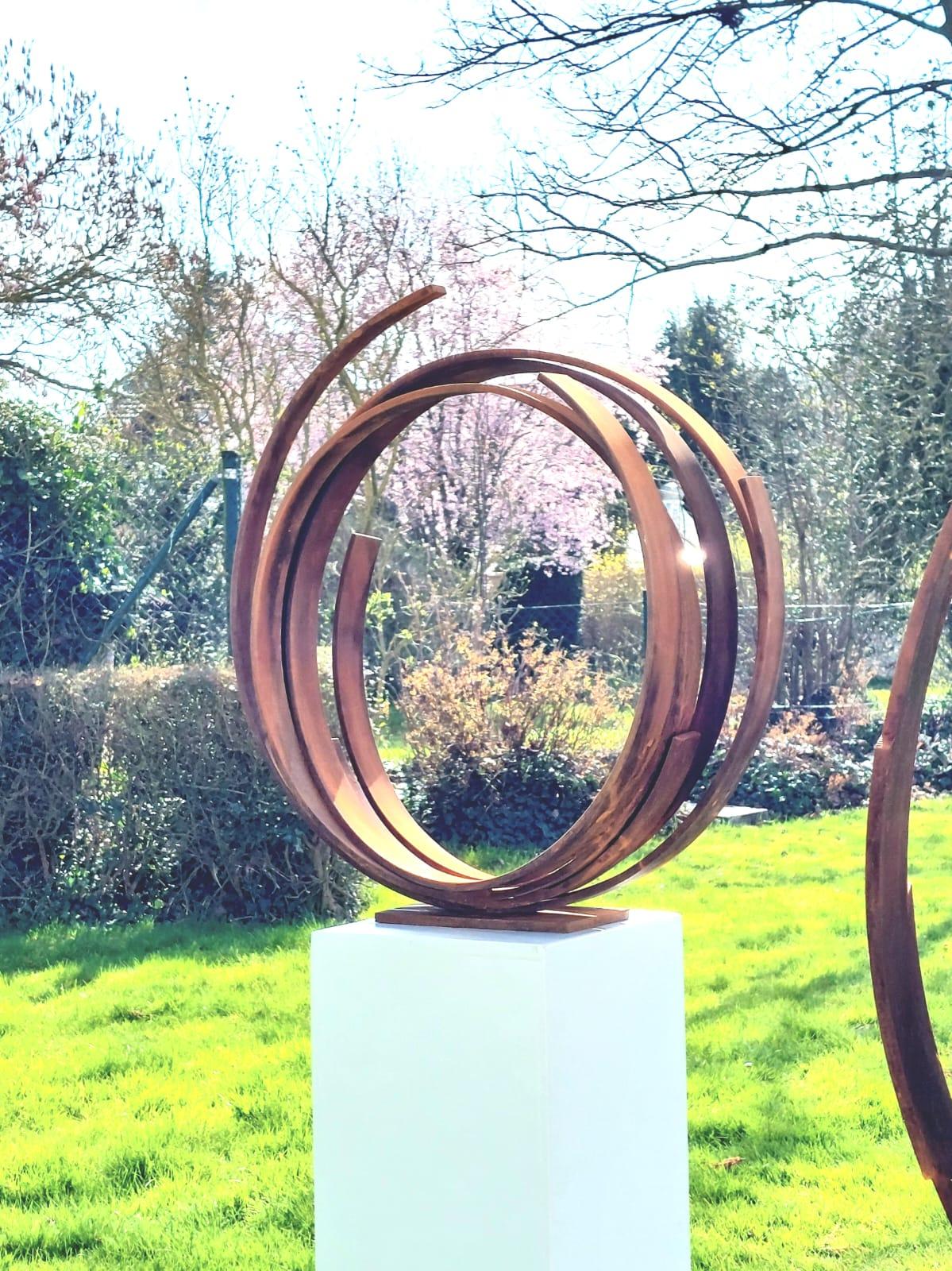 Steel Orbit by Kuno Vollet - Contemporary Rusted sculpture for Outdoors For Sale 4