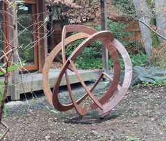 Steel Orbit by Kuno Vollet - Sculpture contemporaine en acier rouillé pour l'extérieur