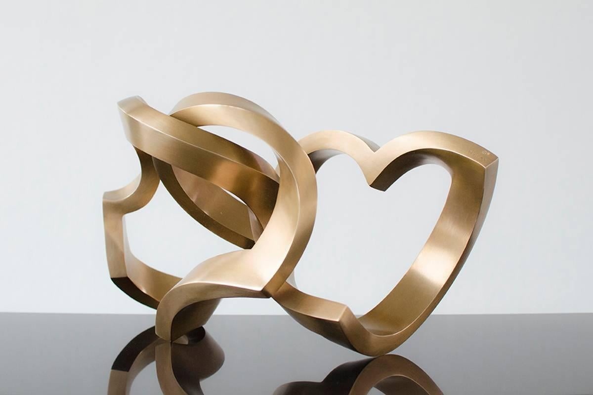 Two Bonds by Kuno Vollet -Contemporary Abstract Gold Bronze sculpture For Sale 4