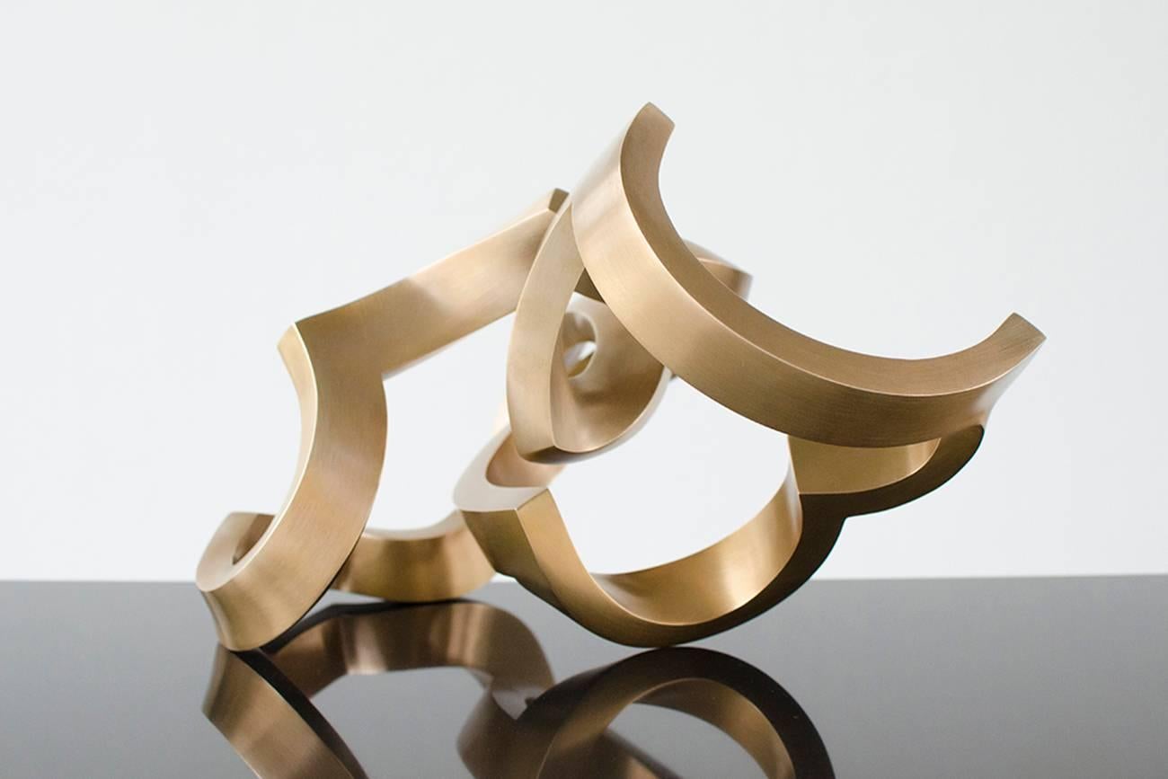 Two Bonds by Kuno Vollet -Contemporary Abstract Gold Bronze sculpture For Sale 5