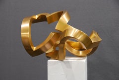 Two Bonds by Kuno Vollet -Contemporary Abstract Gold Bronze sculpture