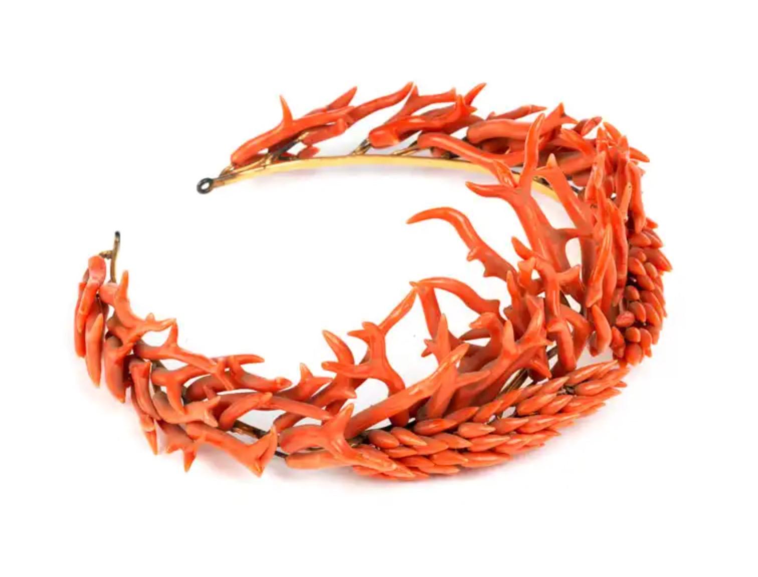 Belle Époque Kunstkammer Red Coral Crown or Tiara, Phillips Brothers London, circa 1850