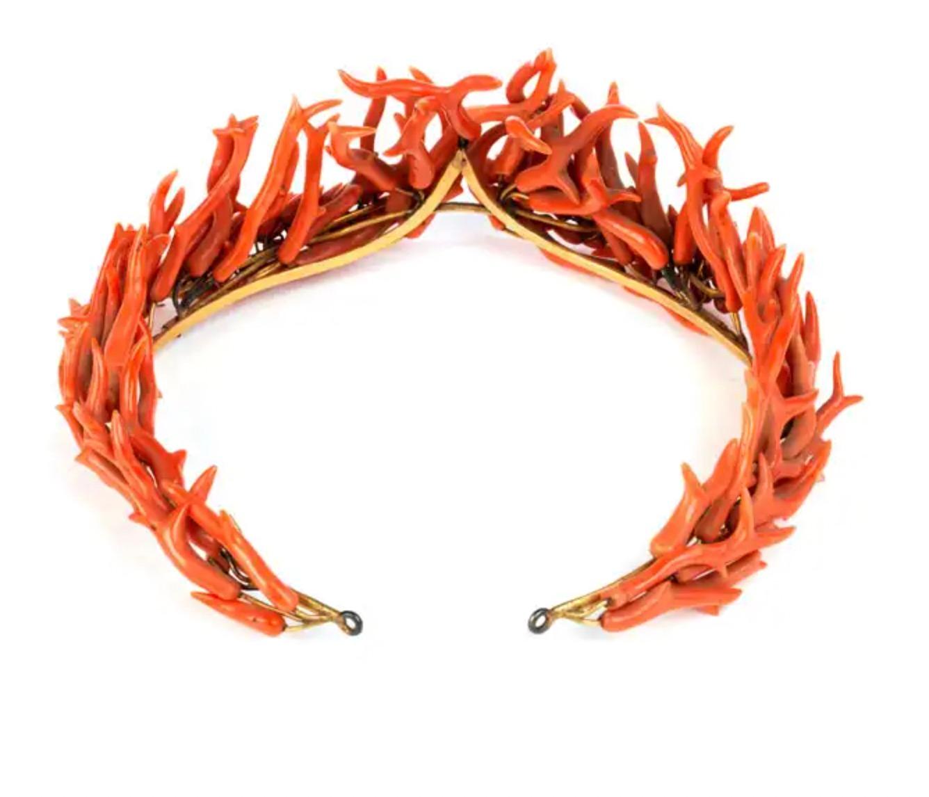 British Kunstkammer Red Coral Crown or Tiara, Phillips Brothers London, circa 1850
