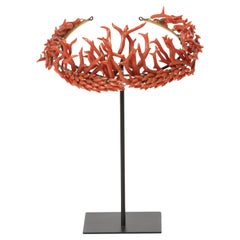 Antique Kunstkammer Red Coral Crown or Tiara, Phillips Brothers London, circa 1850