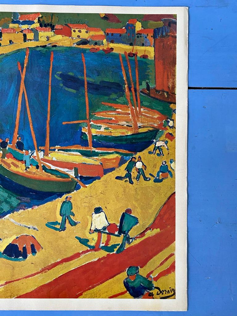 A print of the painting Fishing Harbour by André Derain (1880-1954). The print was printed in Switzerland, 1966, by Mengis & Sticher, Lucerne, for KUNSTKREIS LUCERNE AND A.D.A.G.P. PARIS. The painting was, at that time privately owned and stationed