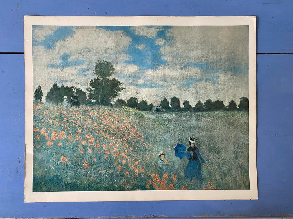 A print of the painting The Corn-Poppies by Claude Monet, 1873. The print was printed in Switzerland, 1964, by Fabag-Druck, Zurich, for KUNSTKREIS LUZERN, S.P.A.D.E.M., Paris and Cosmopress, Geneva. The painting was, at that time in the Musée de