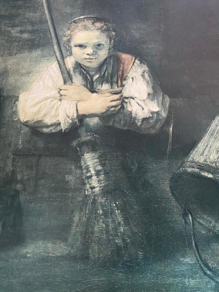 Mid-20th Century Kunstkreis Luzern, 1968, Print Girl with the Broom by Rembrandt H. Van Rhijn For Sale