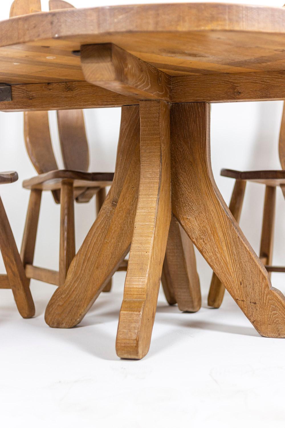 Kunstmeubelen De Puydt, Table and Six Chairs in Oak, 1960s 5