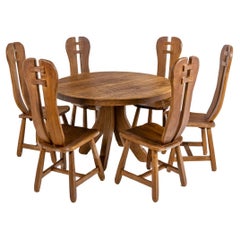 Kunstmeubelen De Puydt, Table and Six Chairs in Oak, 1960s