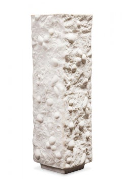 Kunstporzellan Ilmenau Ostdeutsche Muschel strukturierte quadratische Porzellanvase