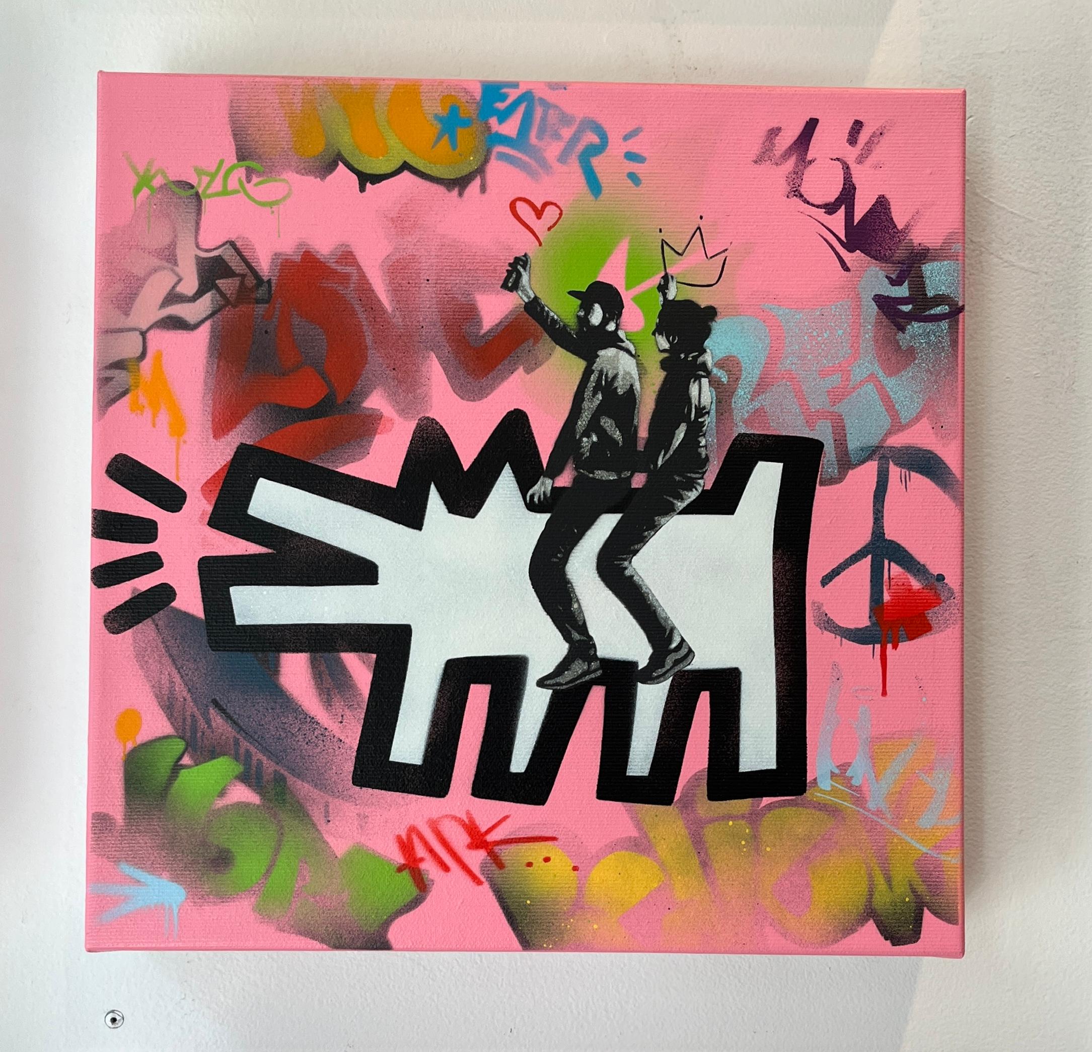 Art Rodeo 2 (Soft Pink) Tecnica mista su tela, acrilico e vernice spray, 2010+, 1/1 - Mixed Media Art di Kunstrasen