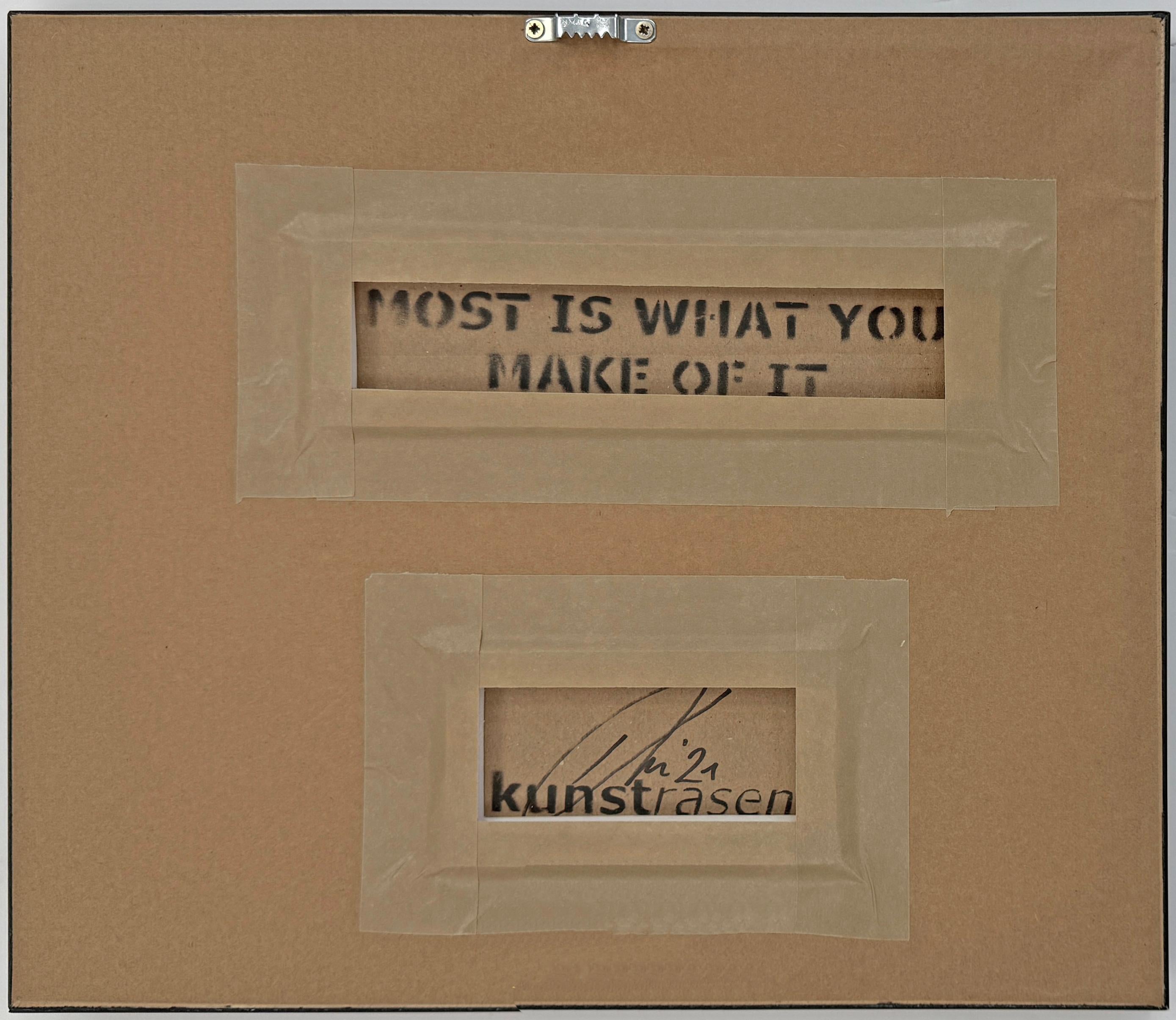 Original spray paint and stencil on cardboard.  Hand signed and dated on verso by Kunstrasen.  Artwork size 8.5 x 10.75 inches.  Frame size 13 x 14.5 inches. 

Artwork is in excellent condition. Certificate of Authenticity included.  All reasonable