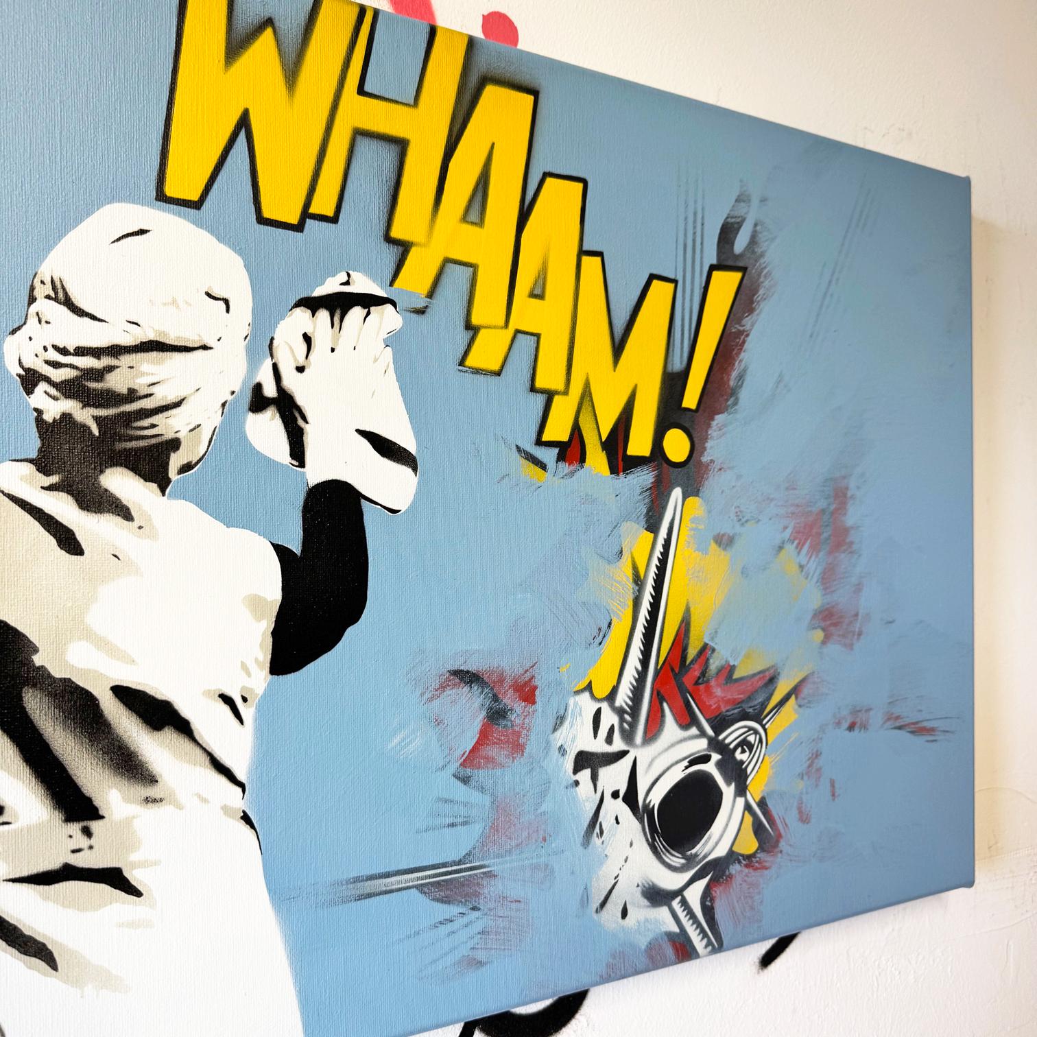 interior pintura en spray sobre lienzo arte callejero figurativo Lichenstein azul arte pop - Painting Arte callejero de Kunstrasen