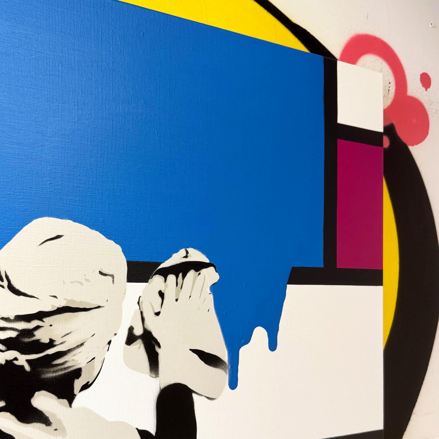 interior pintura en spray sobre lienzo arte callejero figurativo Mondrian formas arte pop en venta 1