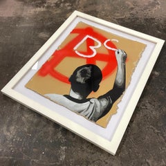 Red spray paint figurative street art pop art contemporary original