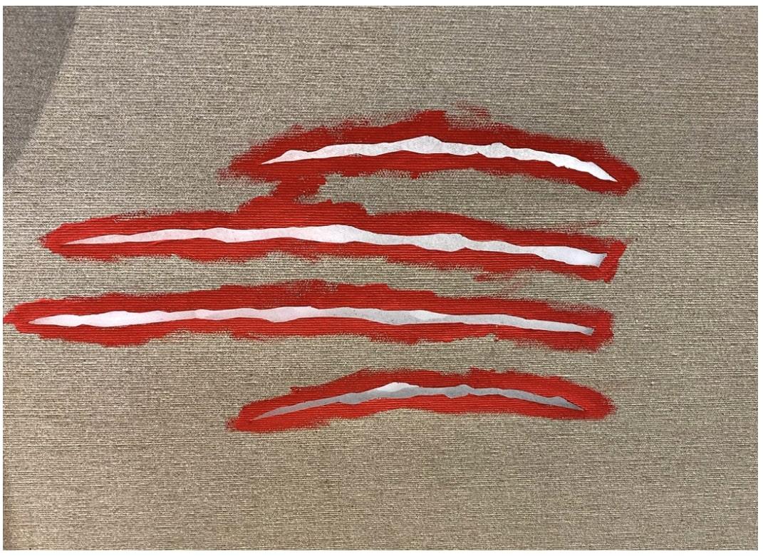 Cicatrici - Edizione rossa (Ed. 1/2) - Figurative Painting Rosso di Kunstrasen