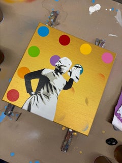 Fleckentferner Gold Leinwand, Pop Art, Acryl und Sprühfarbe, 1/1