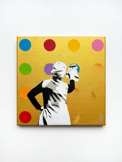 Fleckentferner Gold Leinwand, Pop Art, Acryl und Sprühfarbe, 1/1