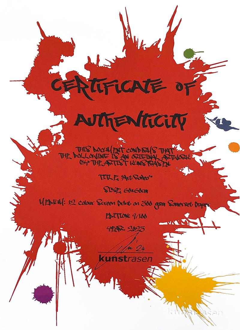 Art Rodeo 2 Red (Serigrafia con cornice) - Figurative Print Rosso di Kunstrasen