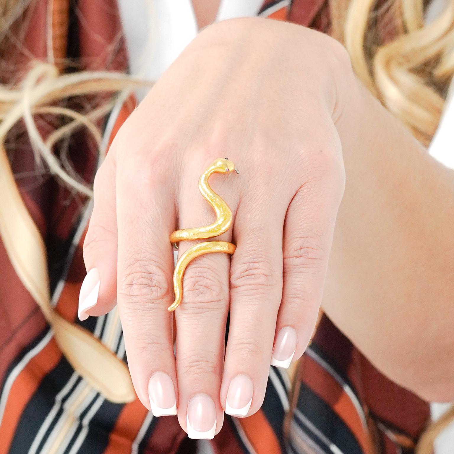 Kunz Yellow Gold Snake Ring In Excellent Condition In Litchfield, CT