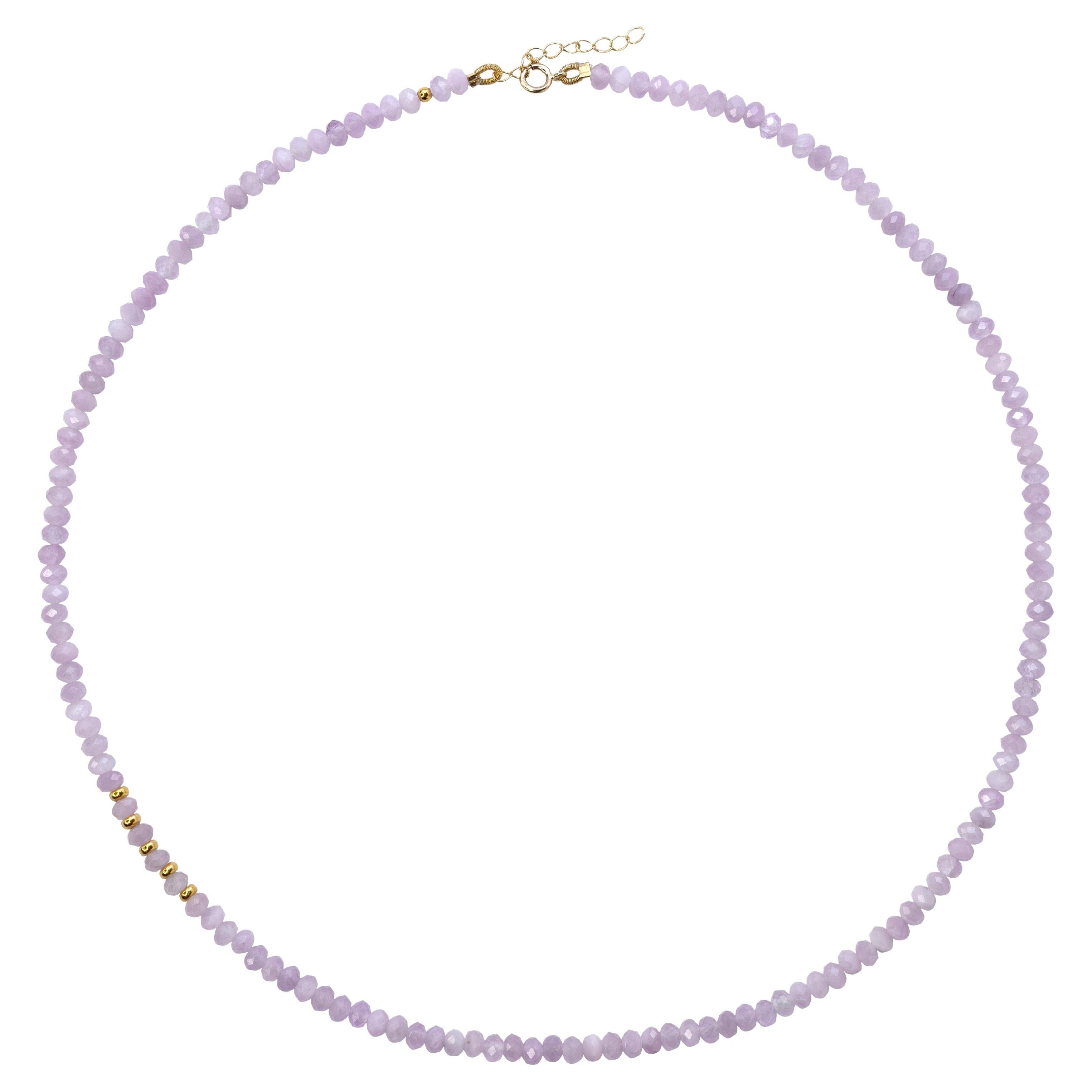 Handmade Pink Kunzite Gemstone Necklace – Lab Created, 18" Chain, Silver Plated, Gift Jewelry