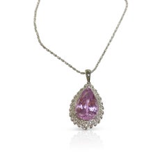 Kunzite 21.56 Carat Diamond Pendant Necklace