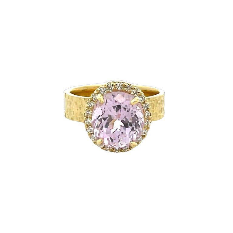  Kunzite 4.84 CT & Diamond Cocktail Ring 0.20 CT in 18 Yellow Gold  For Sale 3