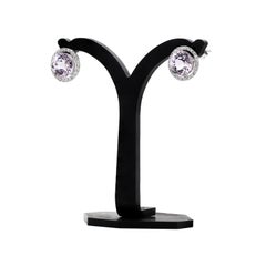 Orecchini a grappolo con diamante e Kunzite in oro bianco 18 carati