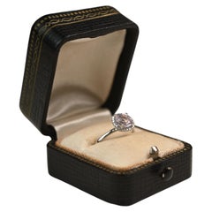 Kunzite and Diamond Engagement Ring. 0.90ct Round Kunzite Ring 18K White Gold