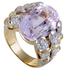 Kunzite and Diamond Gold Cocktail Ring Kunzite and Diamond Gold Cocktail Ring