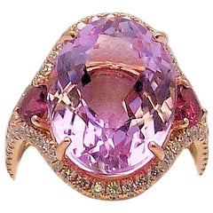 Kunzite and Diamond Ring