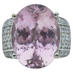 Kunzite and Diamond Ring