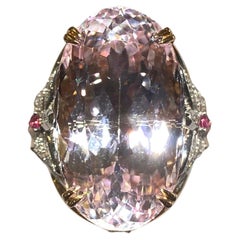 Kunzite and Diamond Ring in 18k Rose Gold