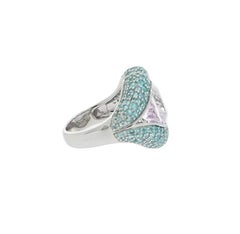 Kunzite and Paraiba Tourmaline "Kiss Me" White Gold Ring by Loretta Castoro