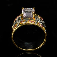 Kunzite and Rhodolite Ring