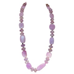 Halskette aus Kunzit, Turmalin und Amethyst
