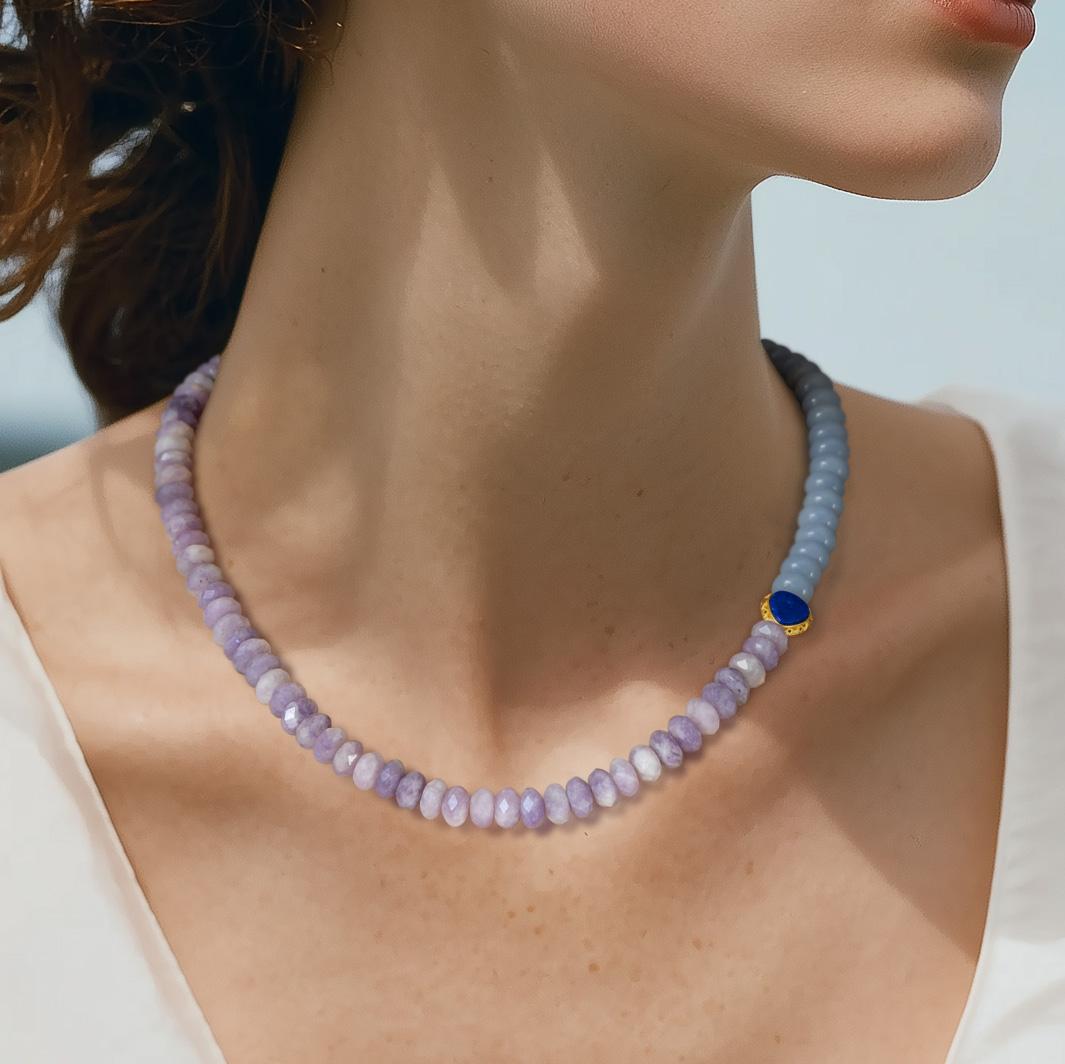 Collar Media Luna Lapis Aguamarina Kunzita -by Bombyx House en venta 4