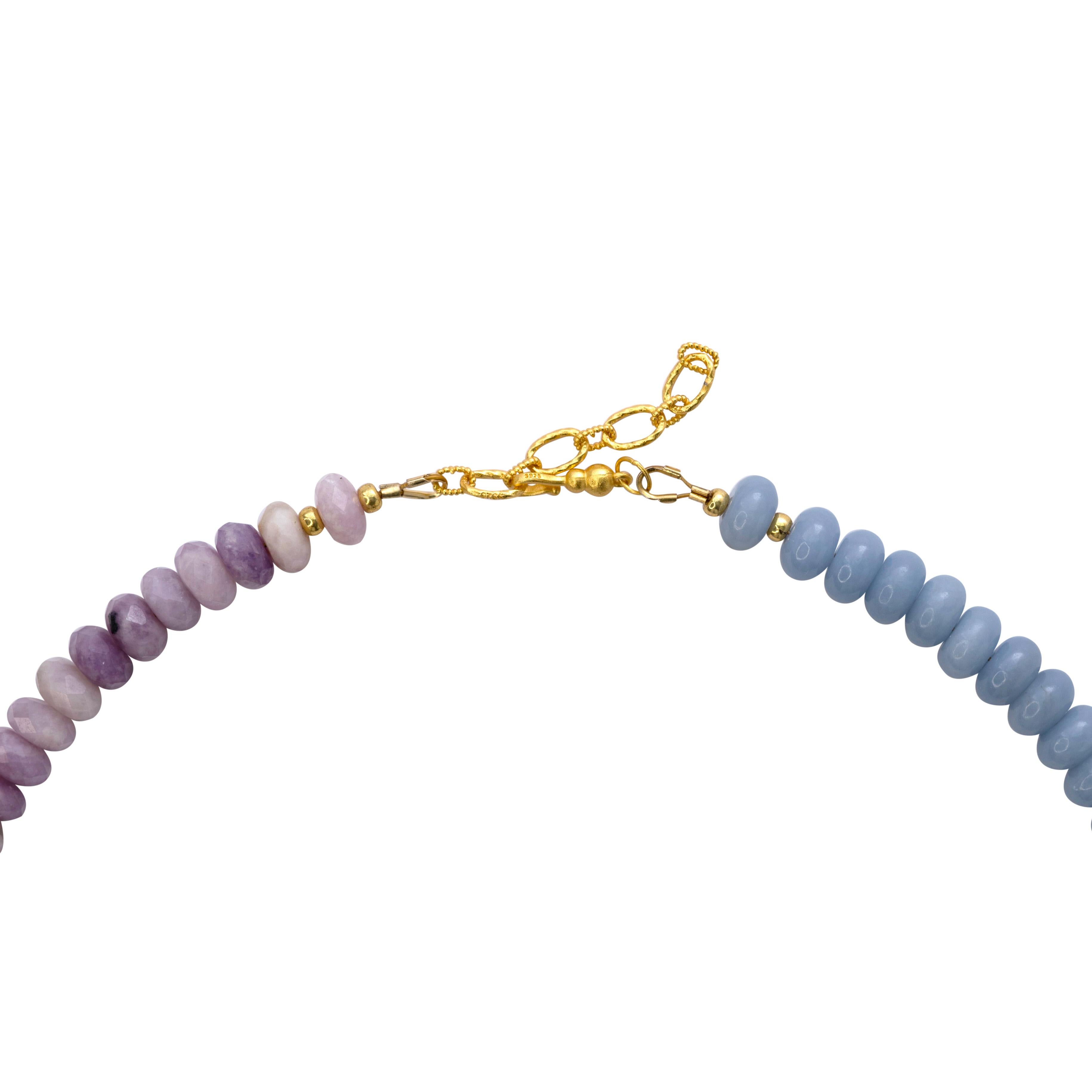 Kunzite Aquamarin Lapislazuli Halbmond Halskette - von Bombyx House (Perle)
