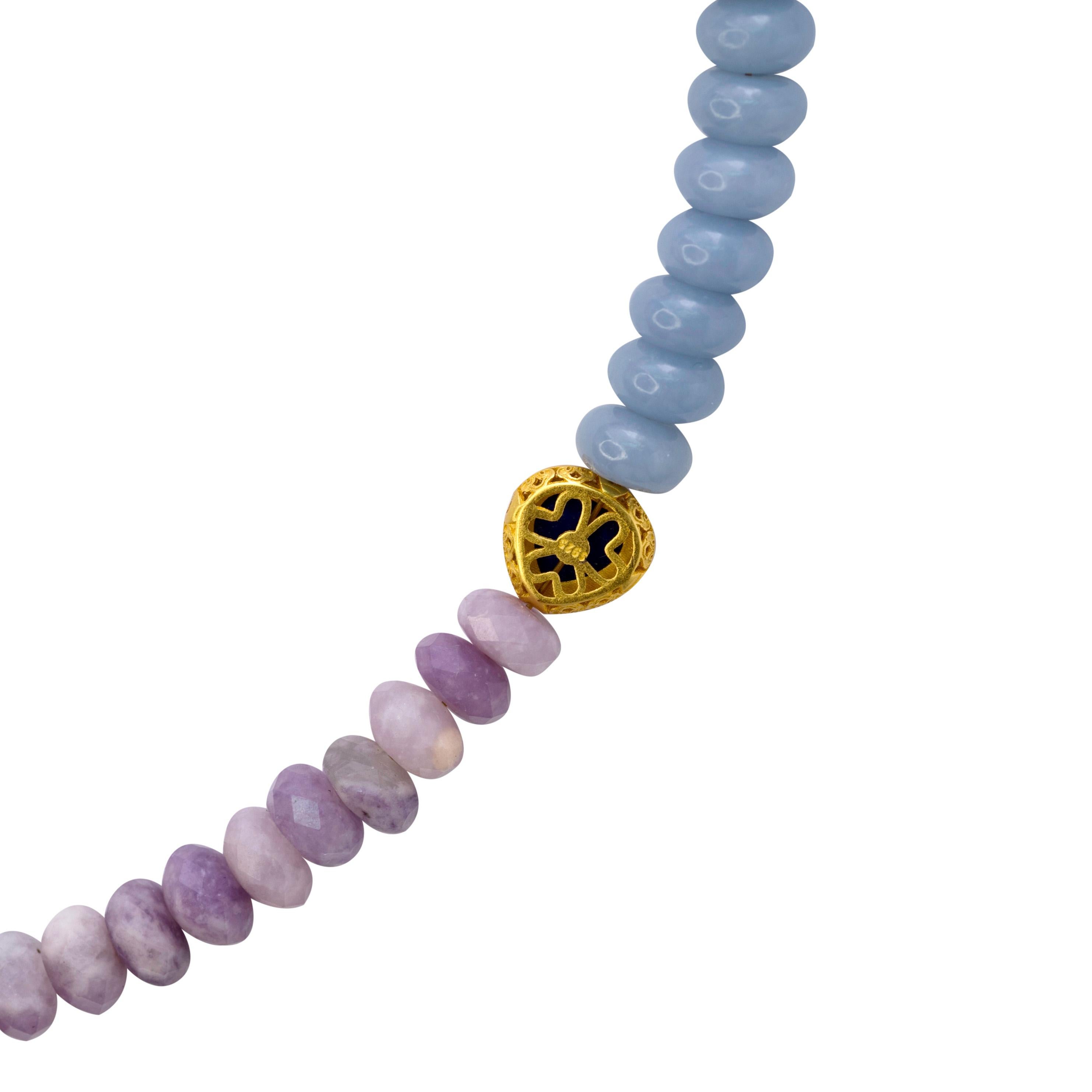 Kunzite Aquamarin Lapislazuli Halbmond Halskette - von Bombyx House Damen