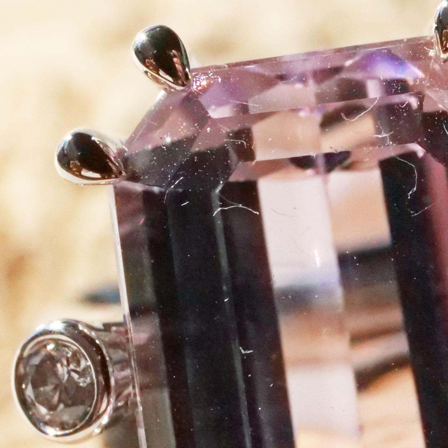 Women's or Men's Kunzite Brilliant Ring 18.64 ct 0.13 ct TW VS High Quality with amazing Color For Sale