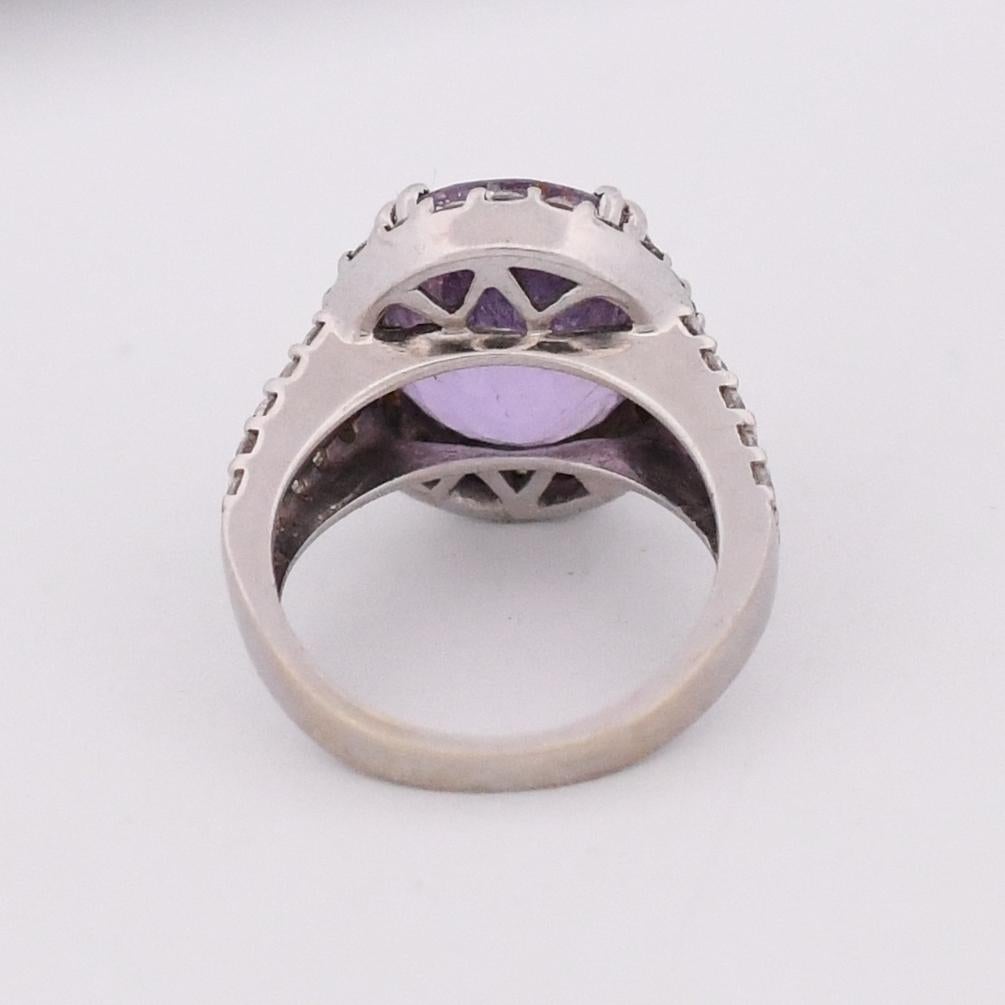 Kunzite Cocktail Ring with Diamond Halo- R-723PHT-G625 In Good Condition For Sale In Addison, TX