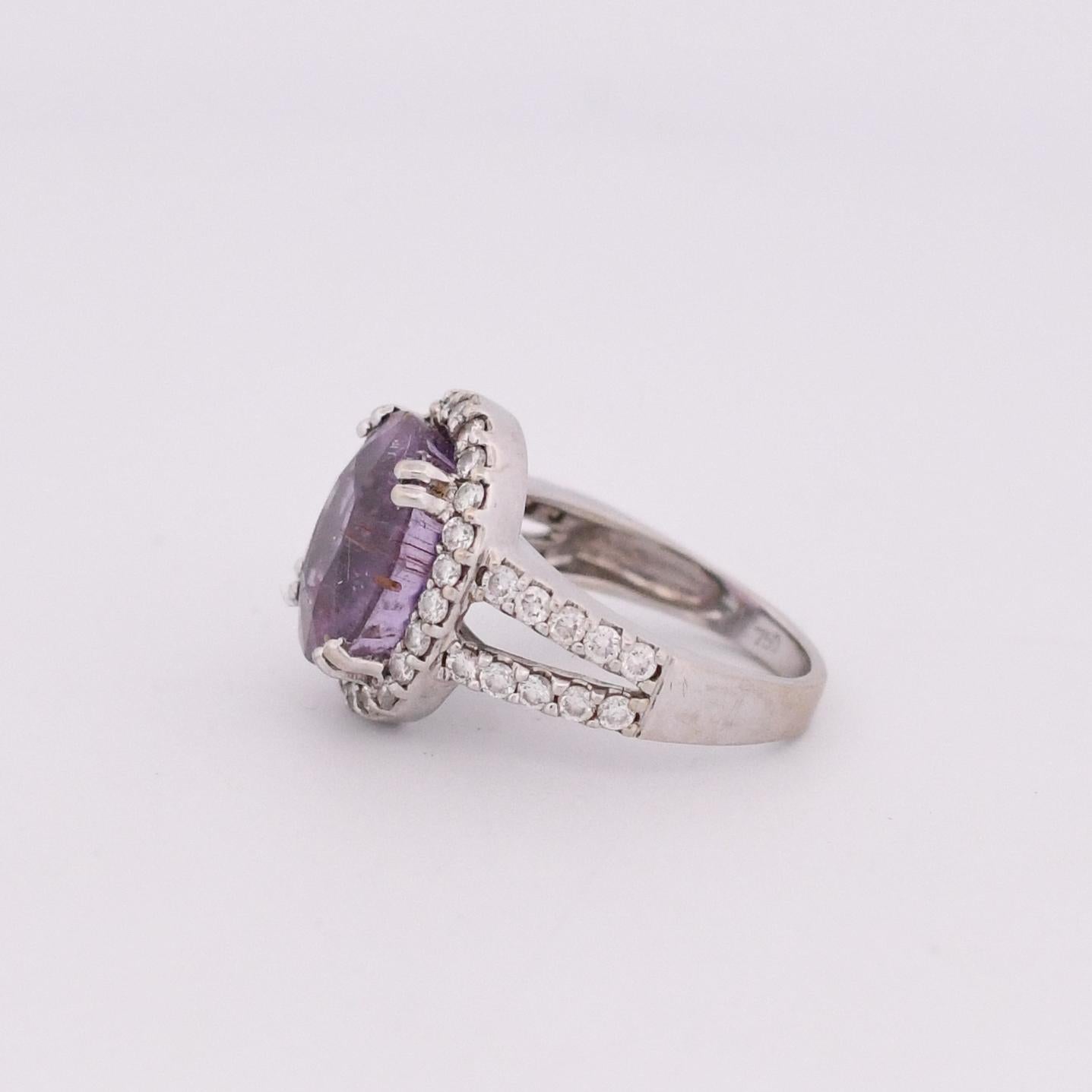 Women's Kunzite Cocktail Ring with Diamond Halo- R-723PHT-G625 For Sale