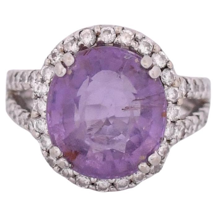 Kunzite Cocktail Ring with Diamond Halo- R-723PHT-G625 For Sale