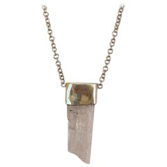 Kunzite Crystal Gemstone Sterling Silver Necklace