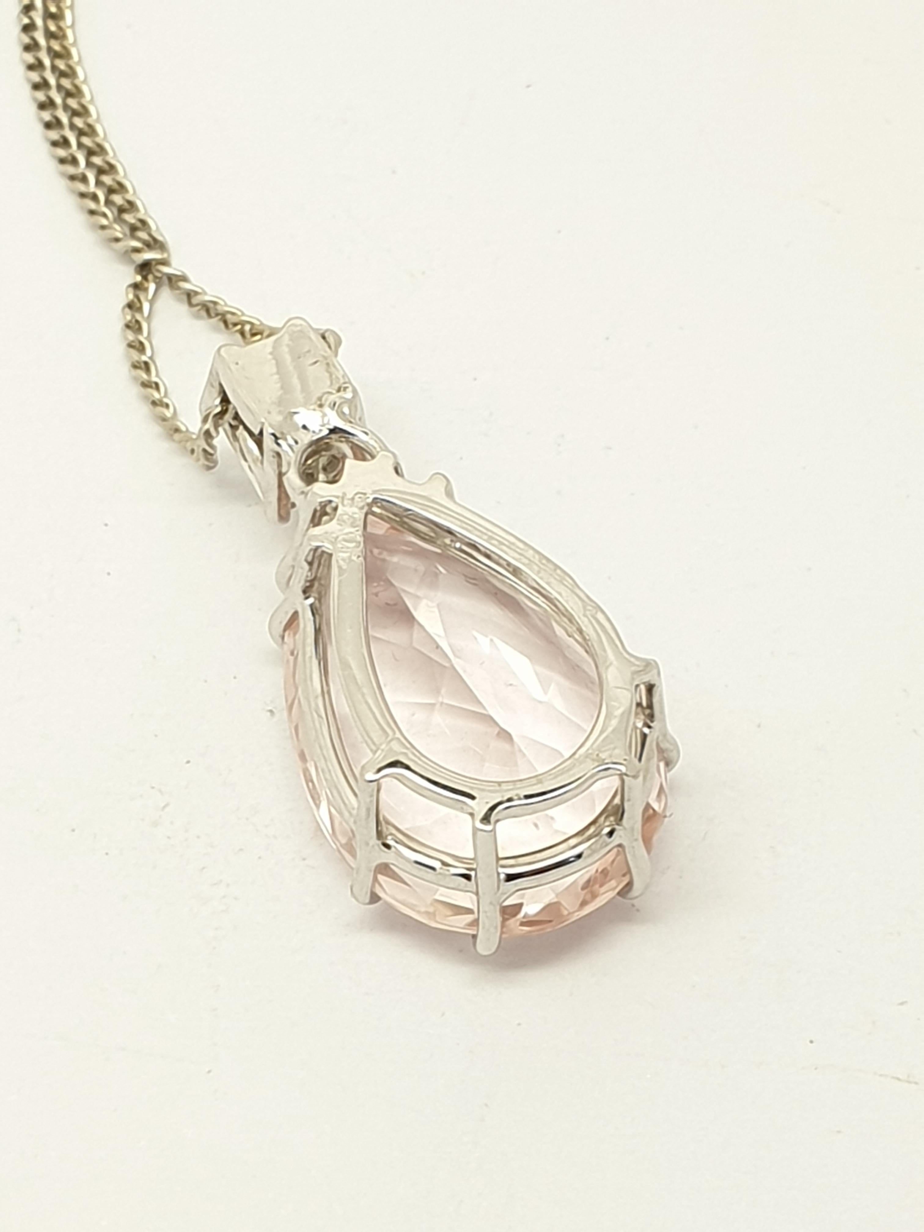 Modern Kunzite Diamond 18 Karat White Gold Pendant Necklace