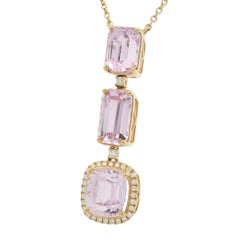 Kunzite & Diamond, Diamonds By The Yard 18-Karat Pendant Necklace In Stock