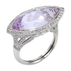 Kunzite Diamond Platinum Dress Ring